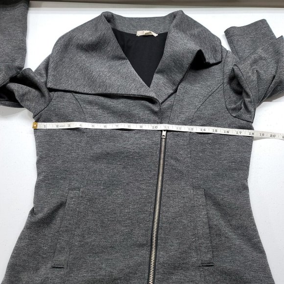 Hem & Thread Women's Asymmetrical Full Zip Riding Jacket Grey Size Medium - Picture 12 of 16